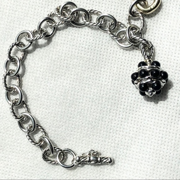 David Yurman oval link bracelet /black onyx charm - Picture 2 of 7